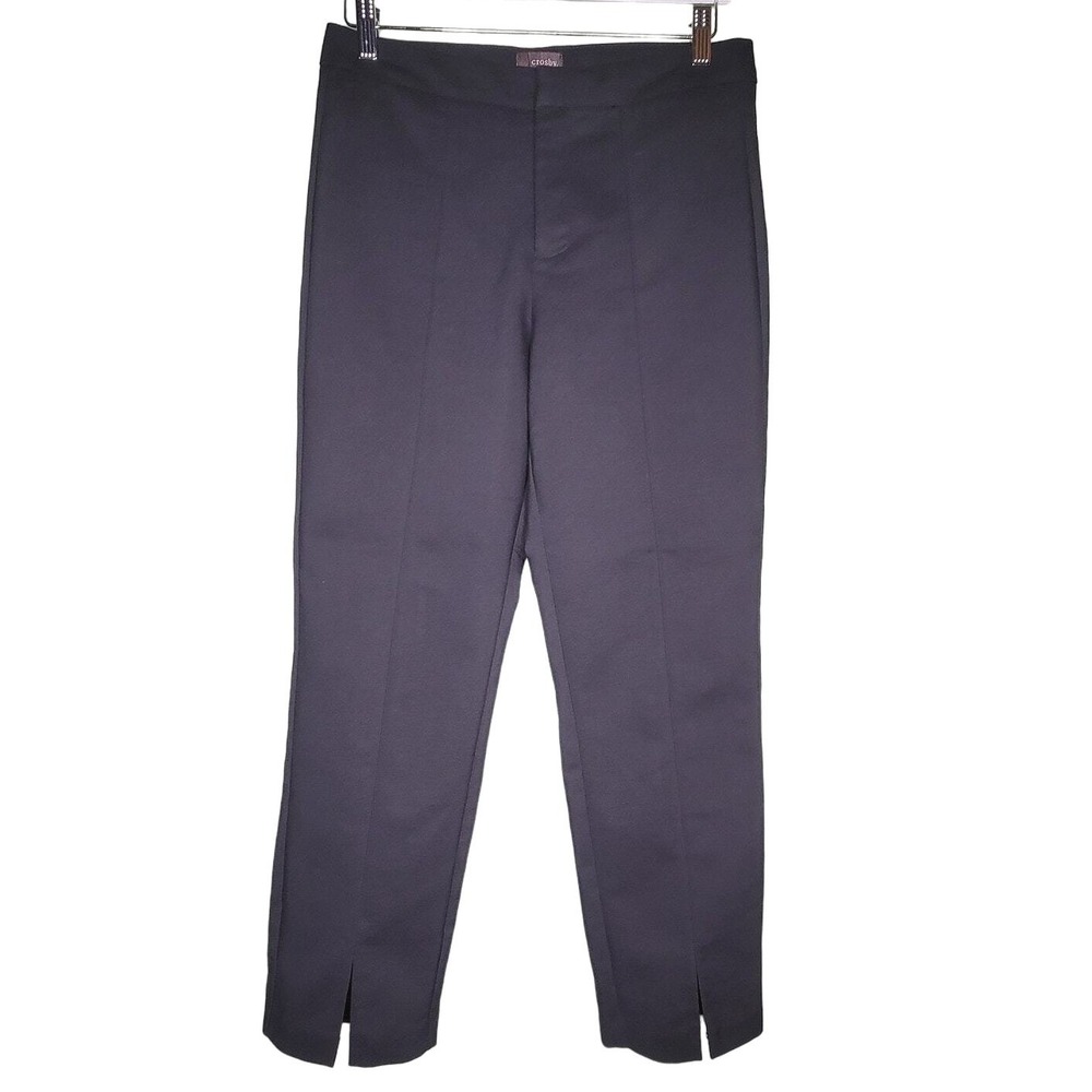 Crosby Black Ankle Pants Straight Leg Flat Front High Rise Slit Office Prep 8